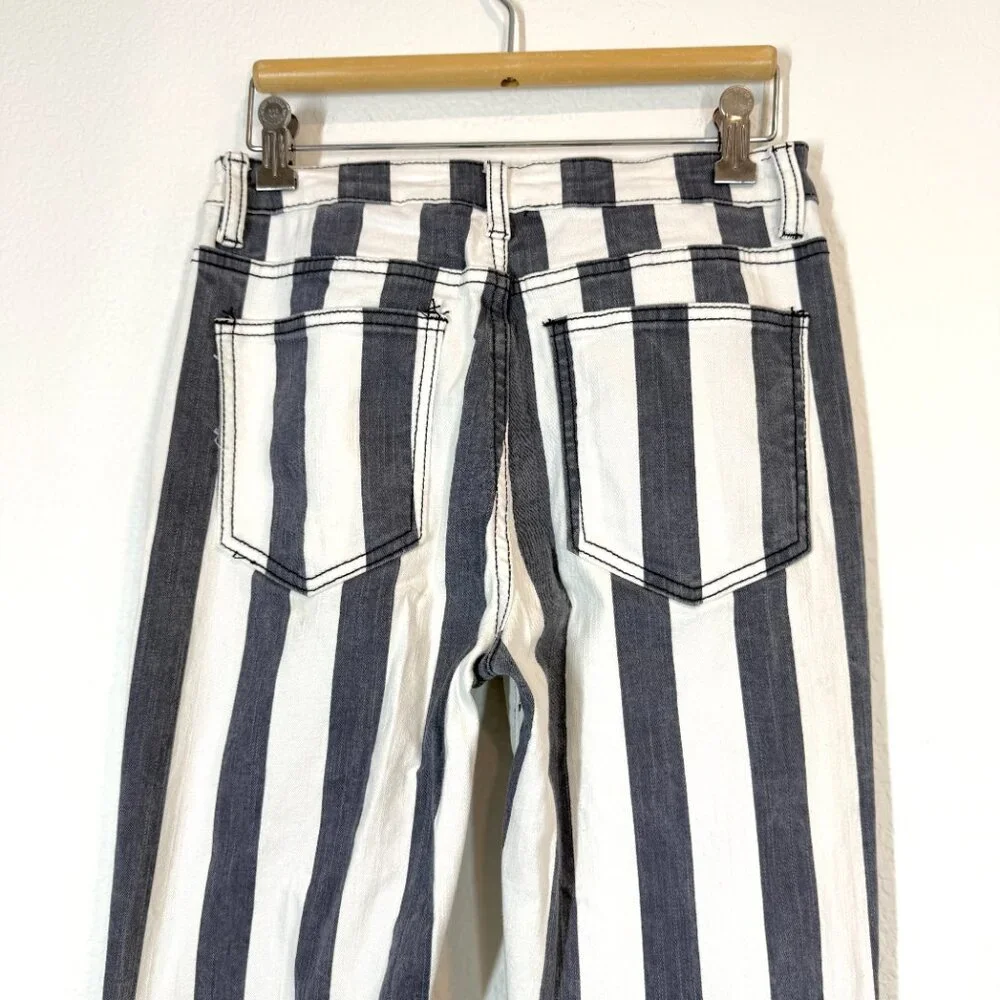 Saints and Hearts High Rise Flare Jeans Hippie Bell Bottom Retro Stripe Medium - Picture 5 of 13